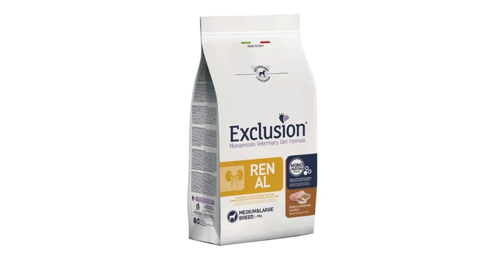 Exclusion Renal Pork & Sorghum and & Rice Medium & Large 2kg Legjobb ár