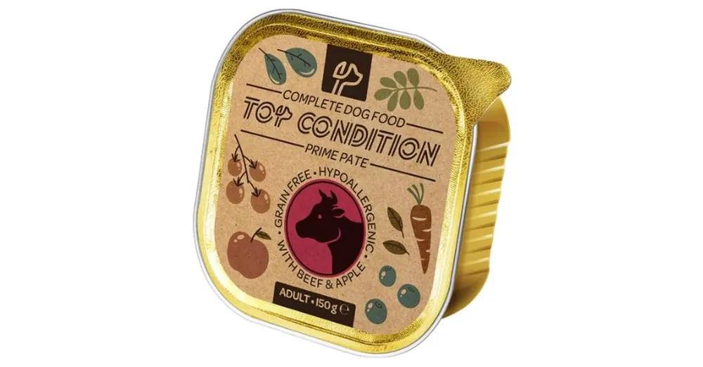 Legkelendőbb Top Condition alutálkás kutyaeledel marha-alma 150g