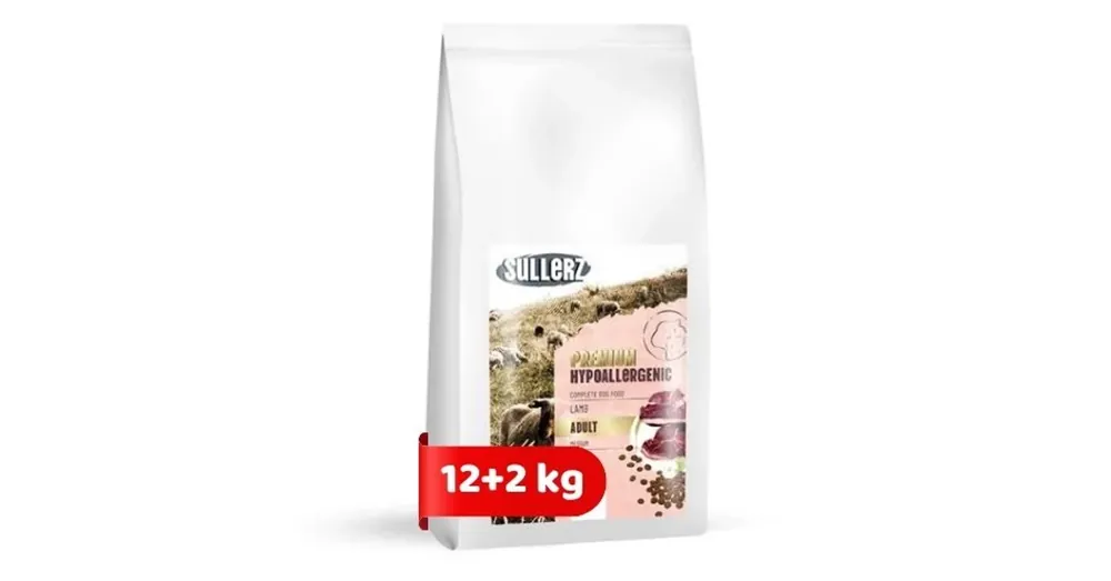 Azonnal elérhető SullerZ Premium Hypoallergenic Adult Lamb (Bárány) Medium Kutyatáp 12+2 kg