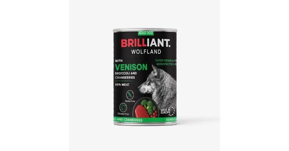 Vedd meg online Brilliant Wolfland szarvas brokkolival és vörösáfonyával 400g