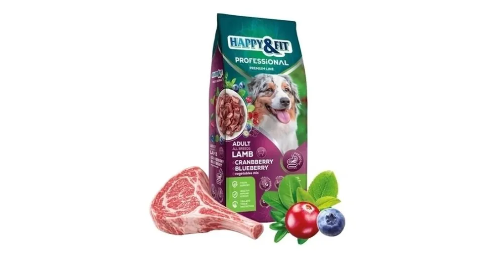Happy&Fit Professional Adult Dog Lamb + Cranberries + Blueberries 19kg Vedd meg most
