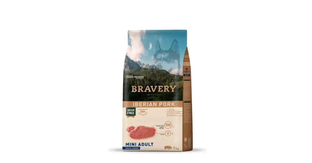 Akció Bravery Iberian Pork Mini Adult Small Breeds 7 kg kutyatáp
