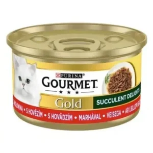 GOURMET GOLD Succulent Delights Marhával nedves macskaeledel 12x85g Olcsóbb