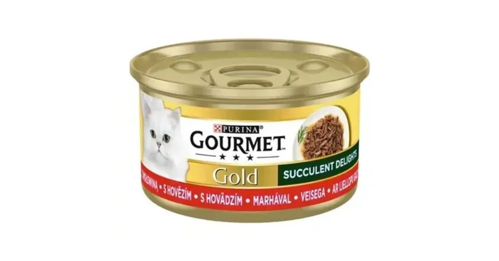 GOURMET GOLD Succulent Delights Marhával nedves macskaeledel 12x85g Olcsóbb