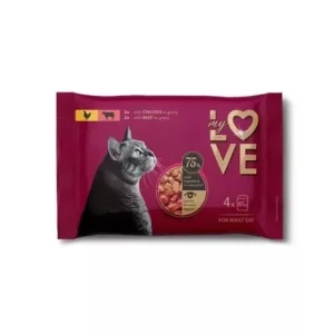 Biztonságos fizetés My Love Felnőtt Macska Alutasak Csomag – Csirke, Marha 4x85g