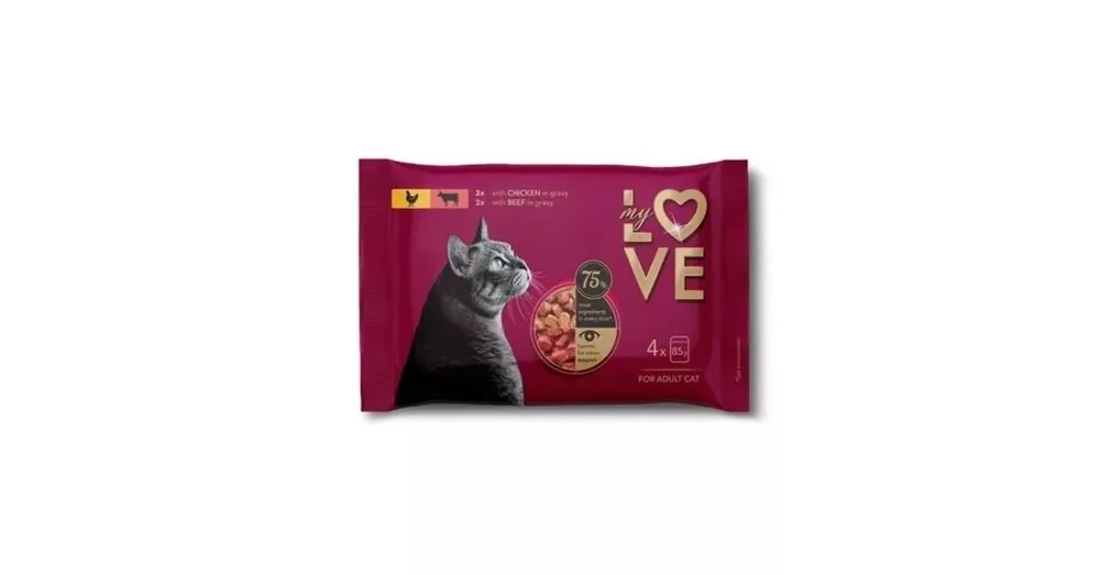Biztonságos fizetés My Love Felnőtt Macska Alutasak Csomag – Csirke, Marha 4x85g