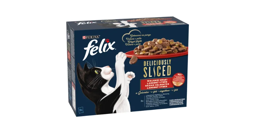Vedd meg most Felix Deliciously Sliced Házias válogatás aszpikban nedves macskaeledel 12x80g