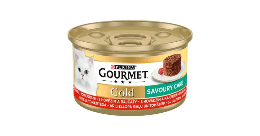 GOURMET GOLD Savoury Cake Marhával és paradicsommal nedves macskaeledel - 12x85 g Különleges ajánlat