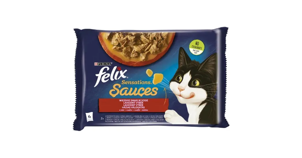 Azonnali szállítás FELIX SENSATIONS SAUCES Házias válogatás szószban nedves macskaeledel 4x85g