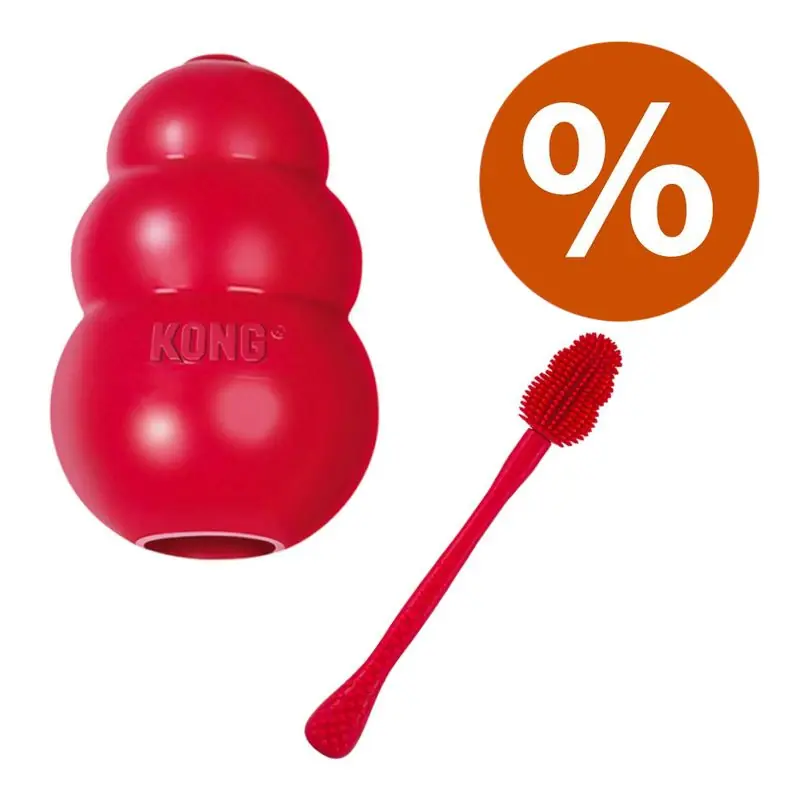 Gazdaságos szett KONG Classic + KONG tisztítókefe Outlet