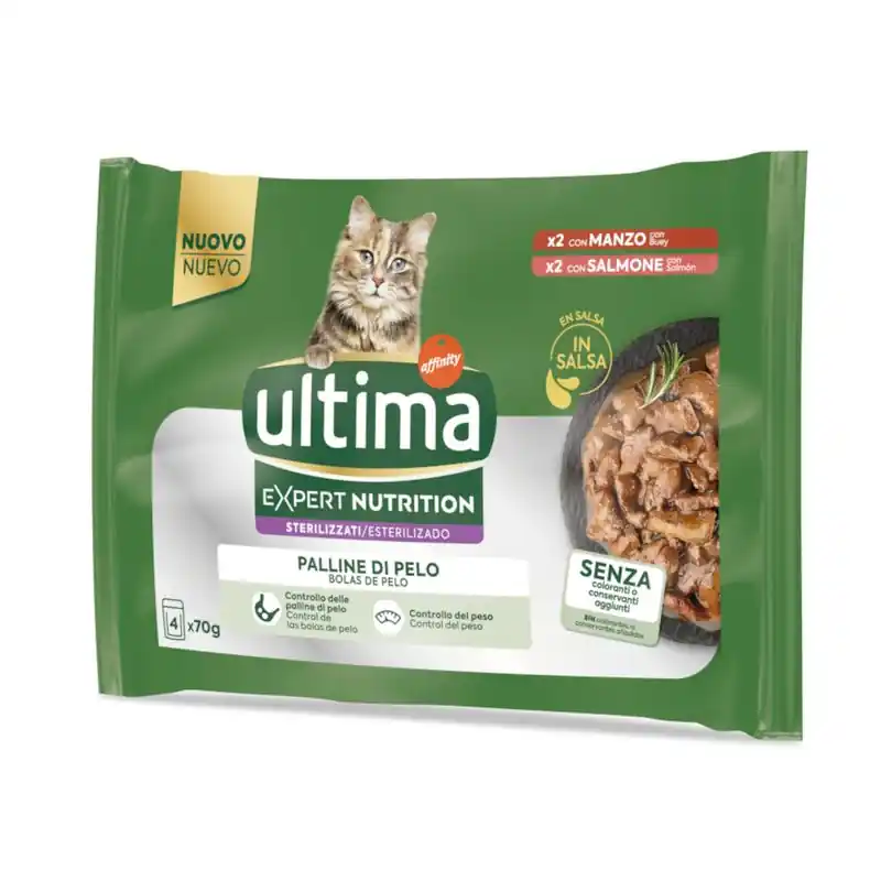 Ultima Cat Expert Nutrition Hairball marha & lazac Olcsóbb