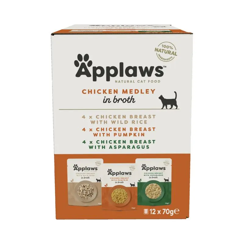 Applaws tasakos hús-/hallében vegyes próba csomag 12 x 70 g Kedvezmény