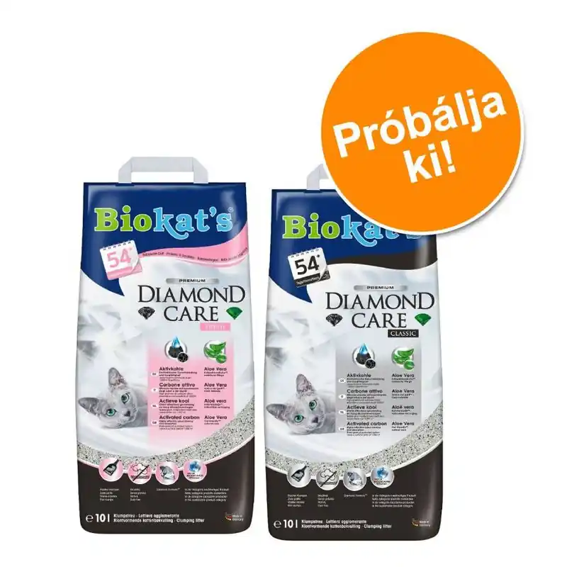 2 x 10 l Biokat‘s Diamond Care macskaalom vegyes próbacsomagban Rendeld meg most