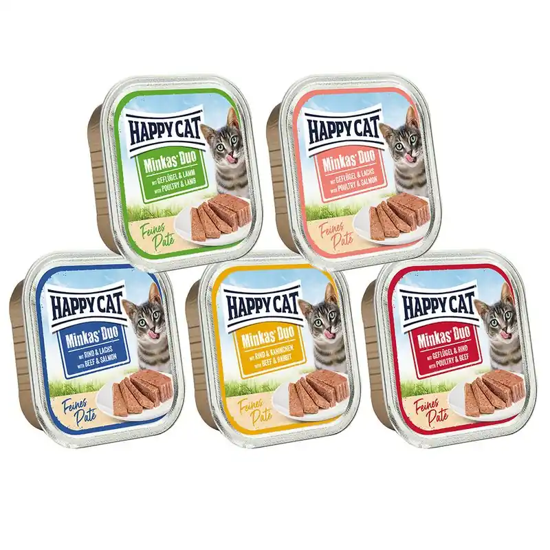 Szuper akció Happy Cat Minkas Duo Feines Paté 12 x 100 g/16 x 100 g