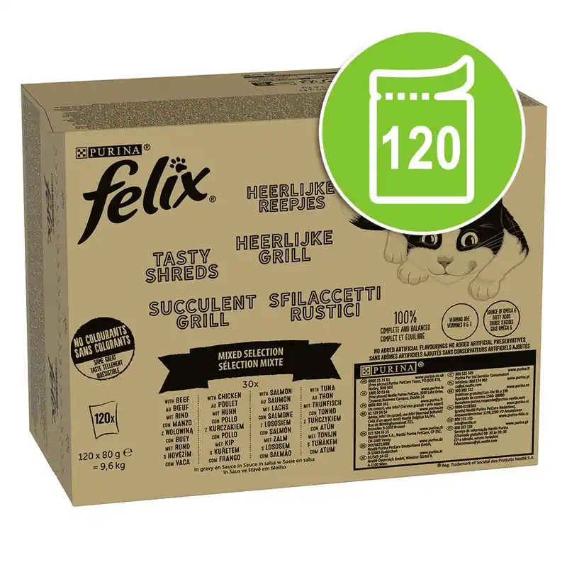 Felix ‘Tasty Shreds Succulent Grill‘ tasakos 120 x 80 g Árengedmény