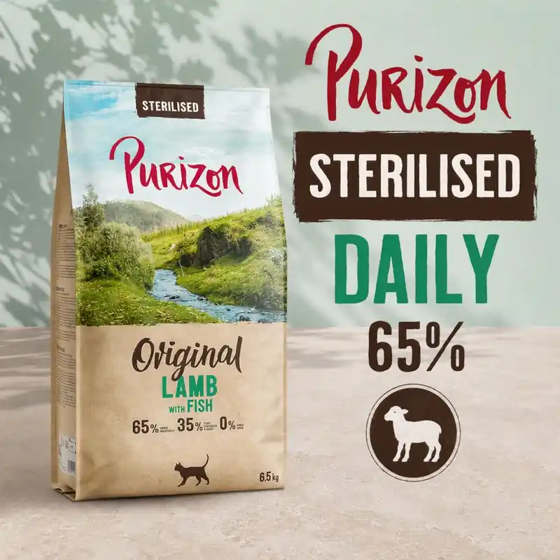 Purizon Cat Adult Sterilized bárány & hal - Original Daily 65% Alacsony ár