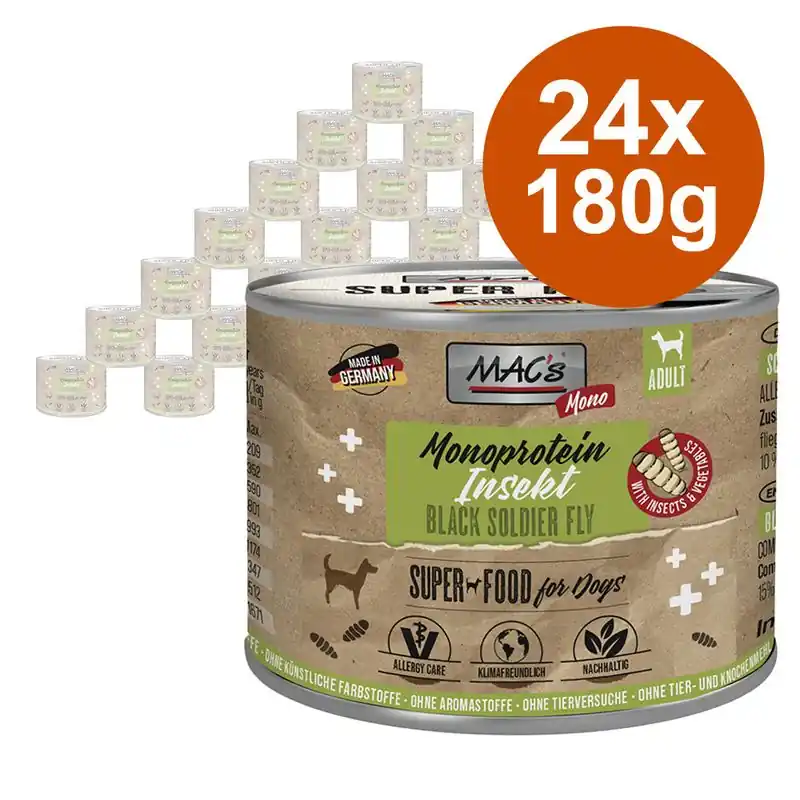 Kihagyhatatlan ajánlat MAC‘s Monoprotein rovarok & superfood gazdaságos csomag 24 x 180 g