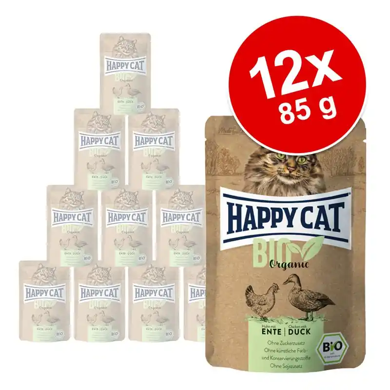Árengedmény Happy Cat Bio Pouch gazdaságos csomag 12 x 85 g