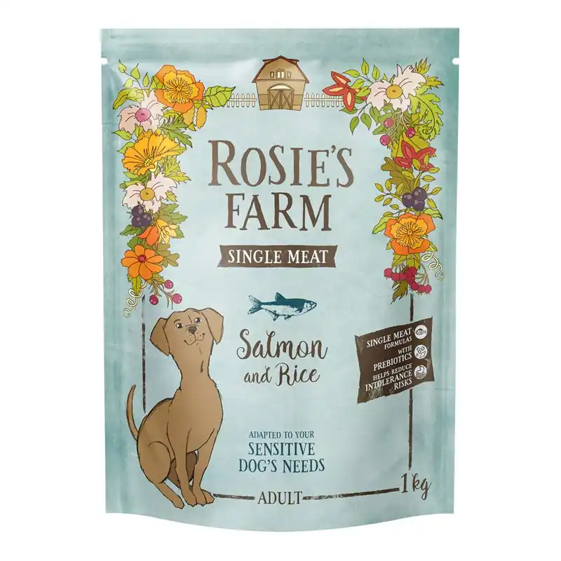Végkiárusítás Rosie‘s Farm Single Meat Adult lazac rizs