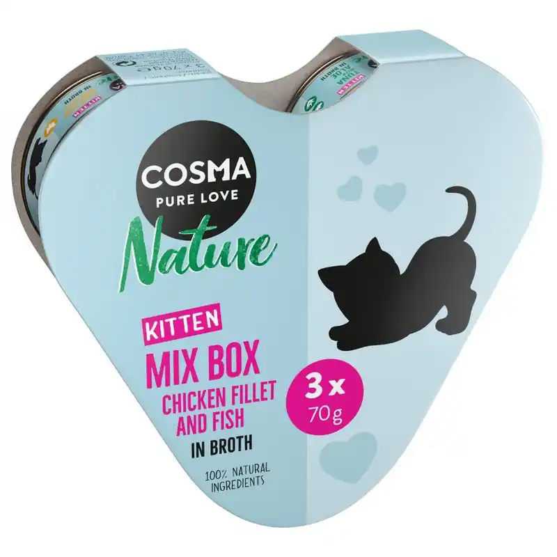 Cosma Nature Kitten szív-box 3 x 70 g Outlet