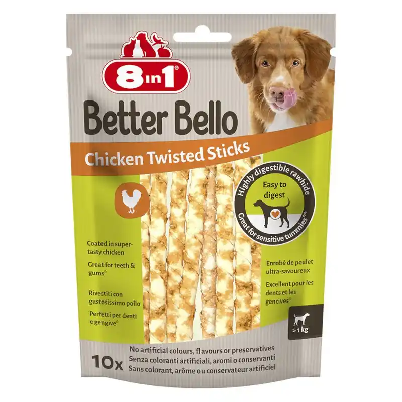8in1 Better Bello csirke csavart rágórúd Azonnal elérhető