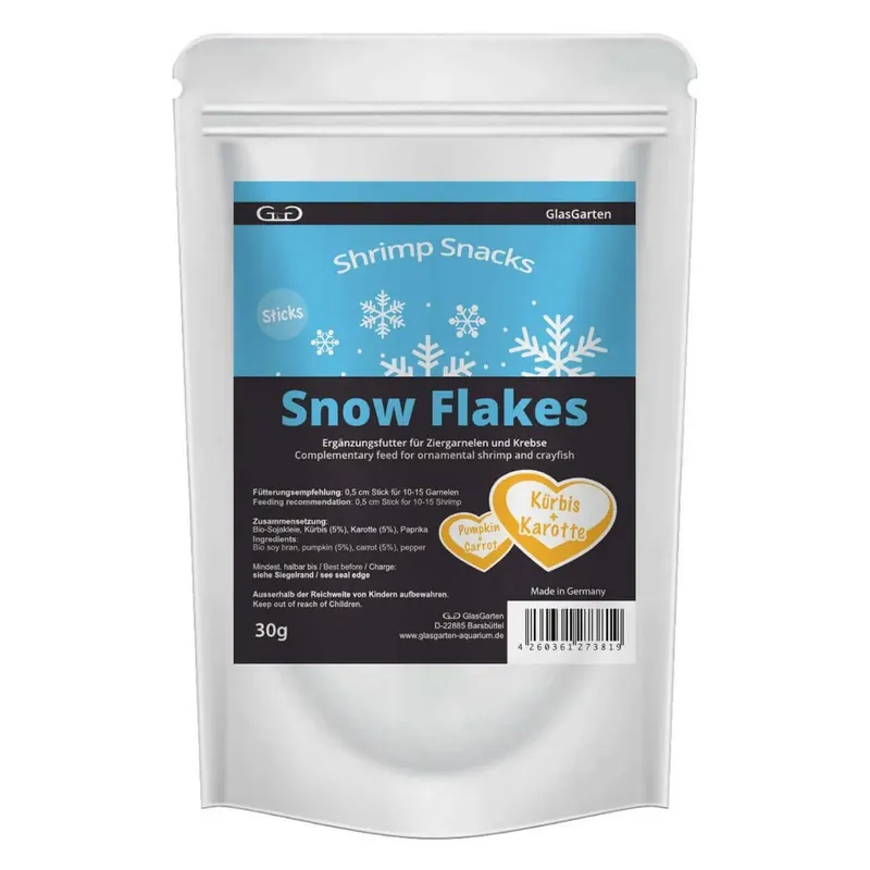 GlasGarten Shrimp Snacks Snow Flakes Pumpkin and Carrot - 30 g - garnélatáp Outlet