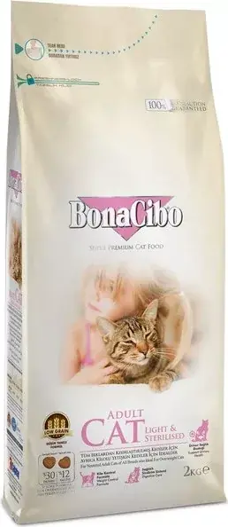 Ajánlat Bonacibo Cat (Light & Sterilized - Csirke, szardella, rák és rizs) 5 kg