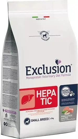 Prémium Exclusion Hepatic Pork & Rice & Pea Small Breed kutya gyógytáp 2 kg