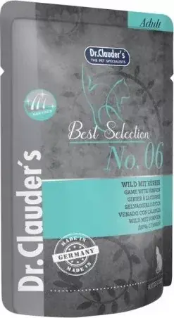 Korlátozott ajánlat Dr.Clauder‘s Best Selection Cat No6 alutasak Vadhús sütőtökkel - Hair & skin 85 g