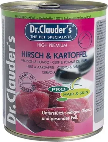 Prémium Dr.Clauder‘s Dog Selected Meat Szarvasos és burgonyás konzerv 800 g