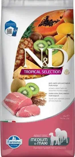 N&D Tropical Selection Dog Pork Adult medium/maxi 10 kg Olcsó