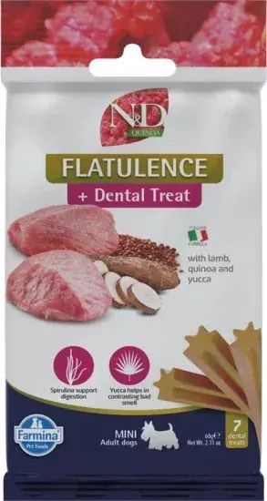 Csak ma N&D Quinoa Dog Jutalomfalat Flatulence Adult Mini puffadásra 60 g