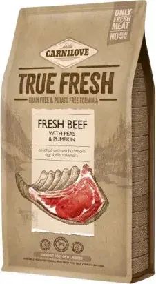 Azonnali szállítás Carnilove True Fresh kutyatáp - Marha, borsó és sütőtök 4 kg