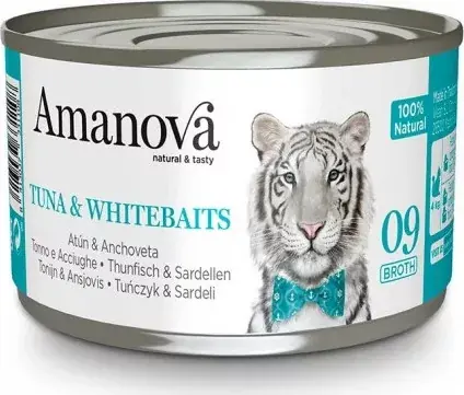 Ajánlat AmaNova Cat P09 Canned Tuna Whitebaits Broth 70 g