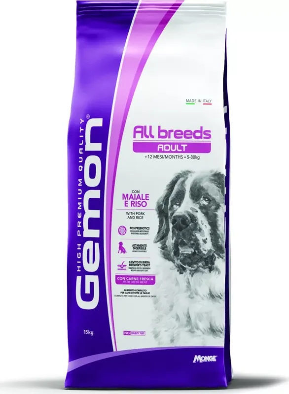 Gemon Dog Adult Sertés-rizs 15 kg Ne maradj le
