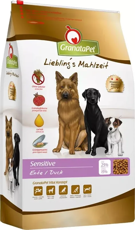 GranataPet Liebling‘s Mahlzeit sensitive kacsa felnőtt kutyatáp 10 kg Rendeld meg most