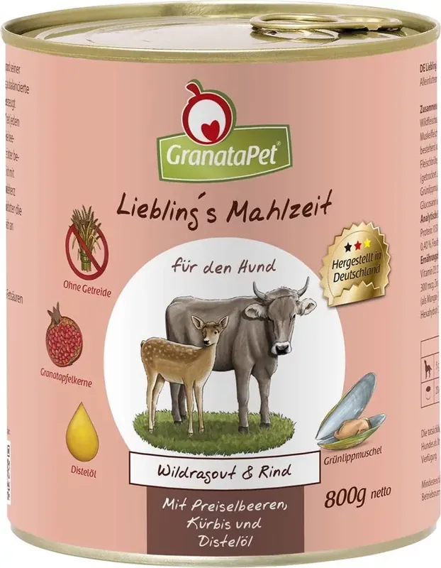 GranataPet Liebling‘s Mahlzeit vadragu és marha konzerv 800 g Olcsó