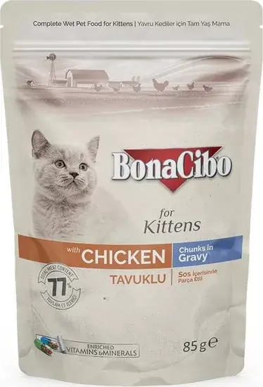 Akció Bonacibo Pouch - Wet Kitten Food - Chicken 12x85 g