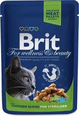 Legkelendőbb Brit Premium Cat Pouches Chicken Slices For Sterilised 4x100 g