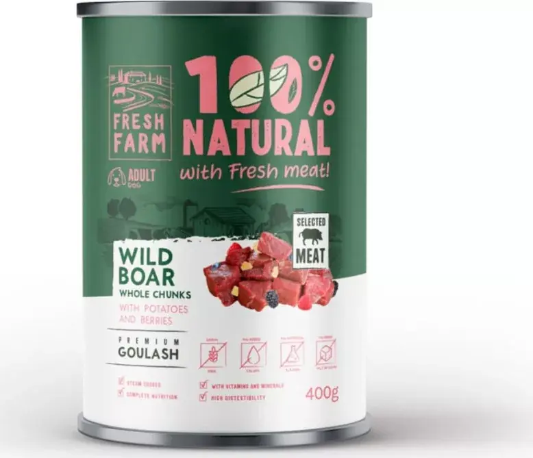 Szuper ajánlat Fresh Farm Goulash with wild boar, potatoes & berries 400 g