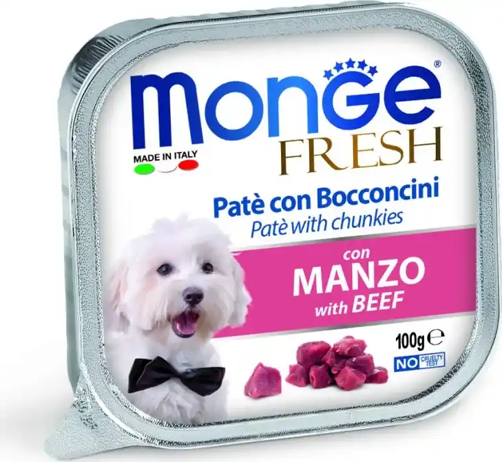 Szezonális akció Monge Dog Fresh Paté&Chunkies marha 100 g