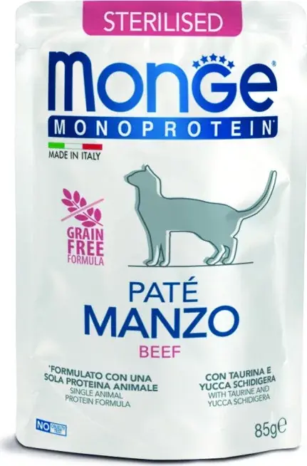 Monge Cat MONOPROTEIN Pouch Paté STERILISED marha 85 g Prémium