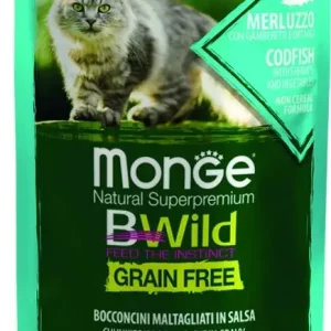 Monge BWild Grain Free Cat Adult - Tőkehal, garnéla és zöldségek 85 g Ne maradj le