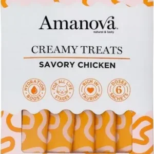 Gyors kiszállítás Amanova Creamy Treats – Savory Chicken – csirekhús 6 x 15 g