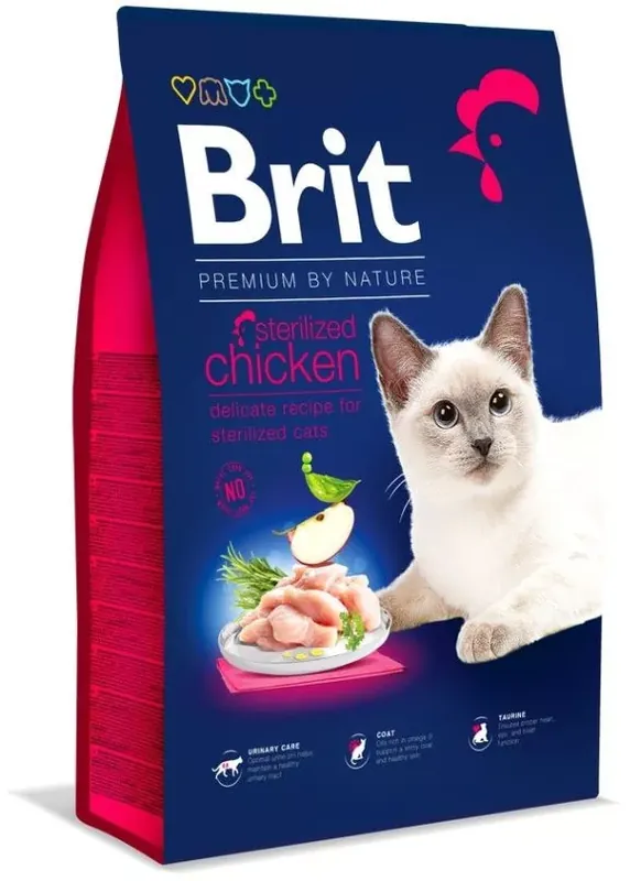 Biztonságos fizetés Brit Premium by Nature Cat. Sterilized Chicken 8 kg