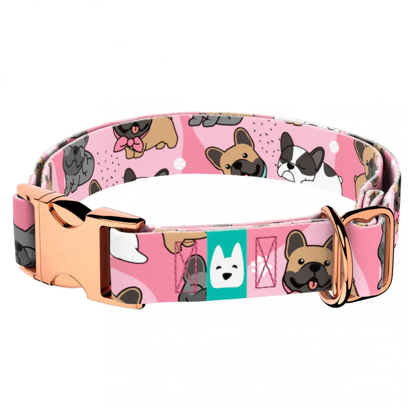 Gyors kiszállítás Francia Bulldog, rózsaszín - Kutya Nyakörv - april & june