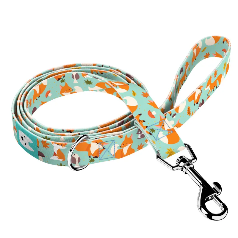Róka mintás, zöld - Kutya Póráz - april & june Outlet