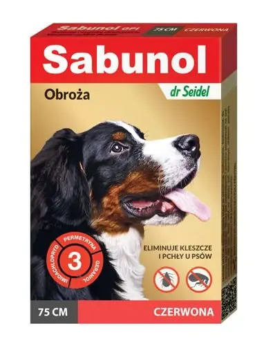 Expressz kézbesítés Sabunol piros bolha- és kullancsriasztó nyakörv kutyáknak, 75 cm