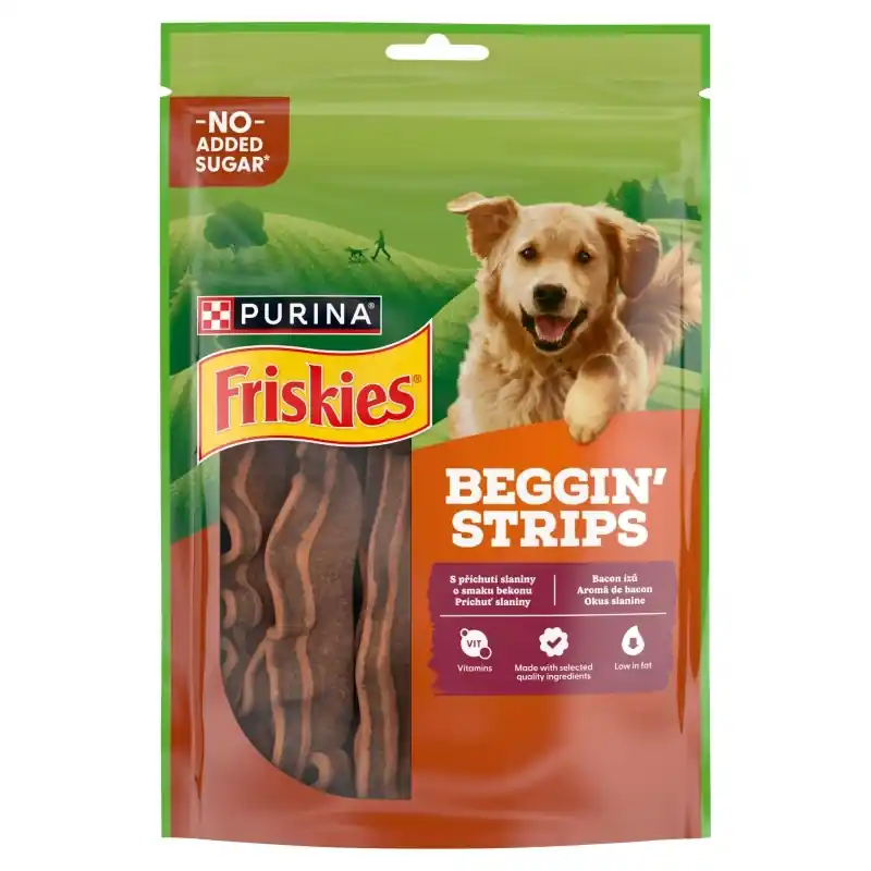 Friskies Beggin‘ csíkok felnőtt kutyáknak, bacon ízű, 120g Gyors kiszállítás