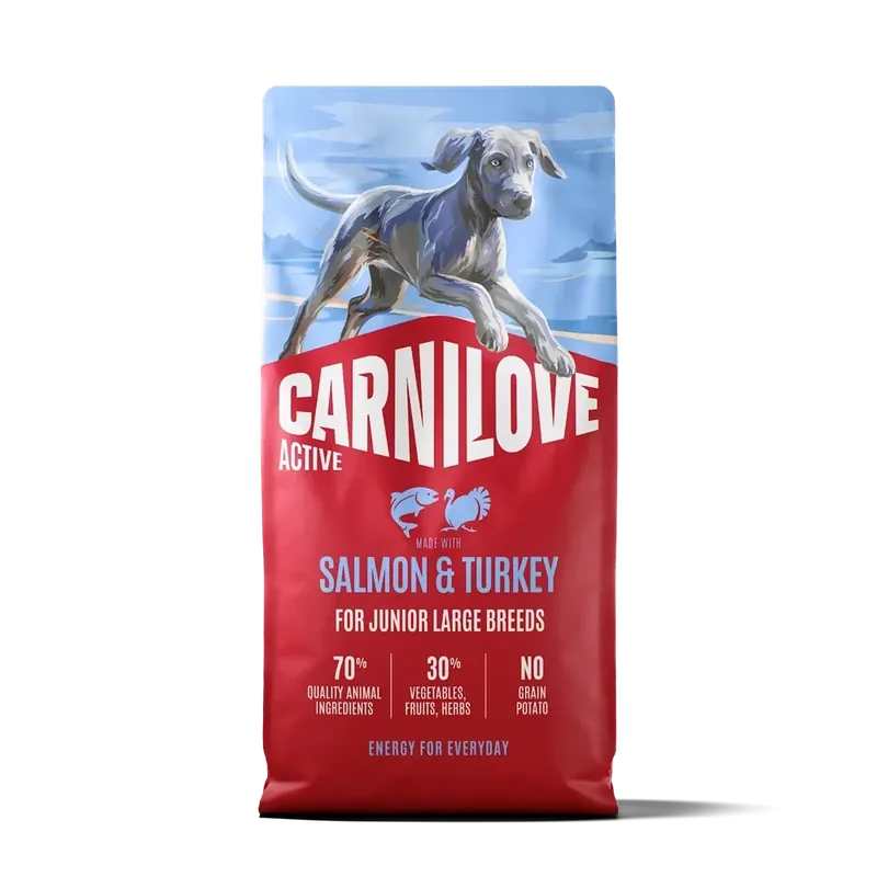 CARNILOVE Active Dog Lazac és pulyka junior nagy testű kutyáknak 12 kg Különleges ajánlat